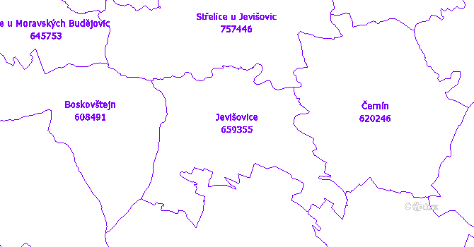Katastrální mapa Jevišovice