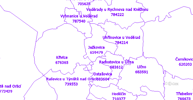 Katastrální mapa Ježkovice