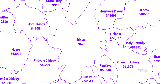Katastrální mapa Jihlava - přehledová mapa katastrálního území