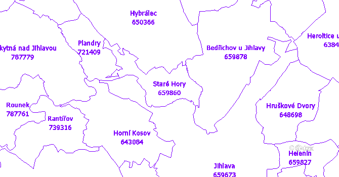 Katastrální mapa Staré Hory - přehledová mapa katastrálního území