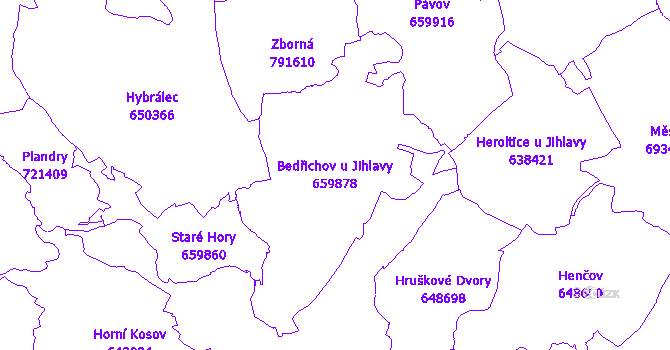 Katastrální mapa Bedřichov u Jihlavy