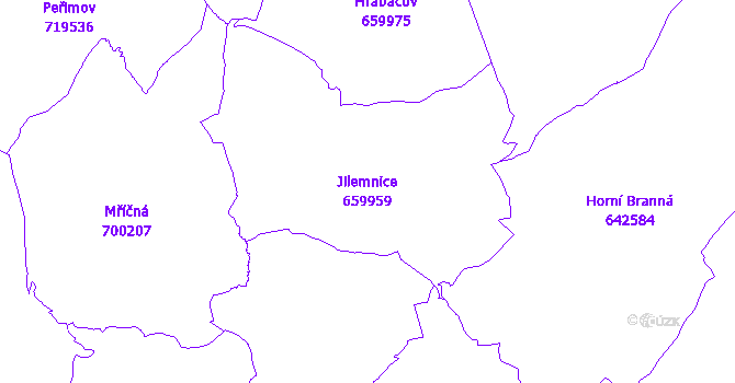 Katastrální mapa Jilemnice - přehledová mapa katastrálního území