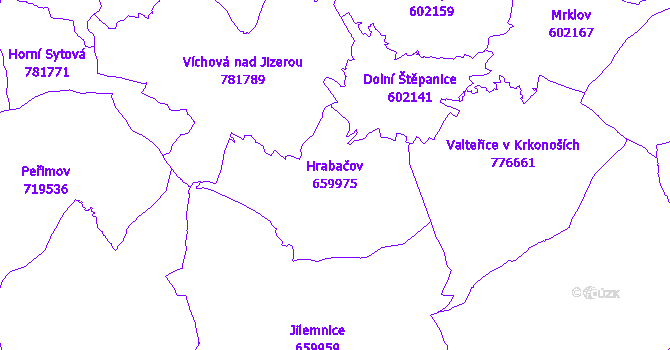 Katastrální mapa Hrabačov