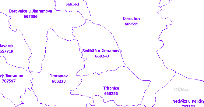Katastrální mapa Sedliště u Jimramova