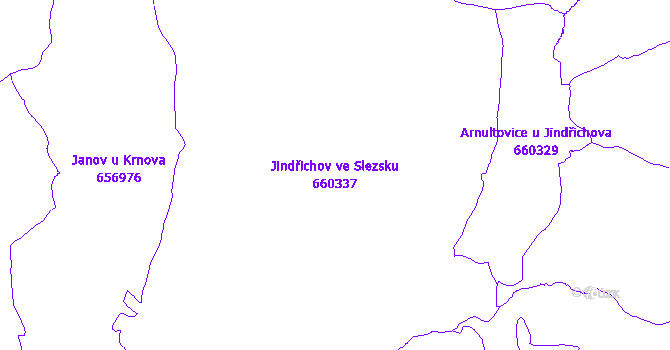 Katastrální mapa Jindřichov ve Slezsku - přehledová mapa katastrálního území