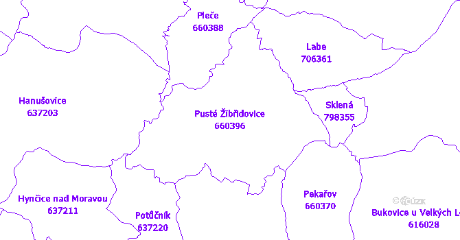 Katastrální mapa Pusté Žibřidovice