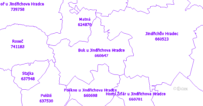 Katastrální mapa Buk u Jindřichova Hradce - přehledová mapa katastrálního území