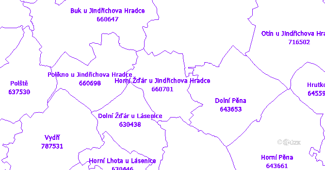 Katastrální mapa Horní Žďár u Jindřichova Hradce - přehledová mapa katastrálního území
