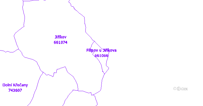 Katastrální mapa Filipov u Jiříkova - přehledová mapa katastrálního území