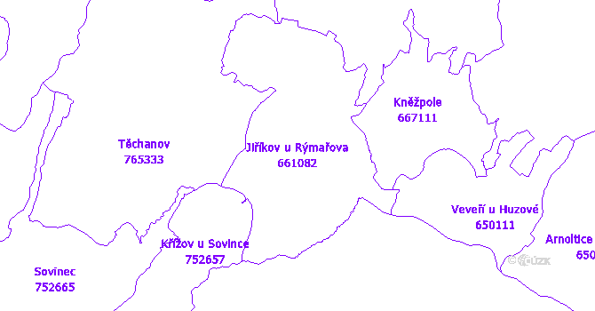 Katastrální mapa Jiříkov u Rýmařova - přehledová mapa katastrálního území