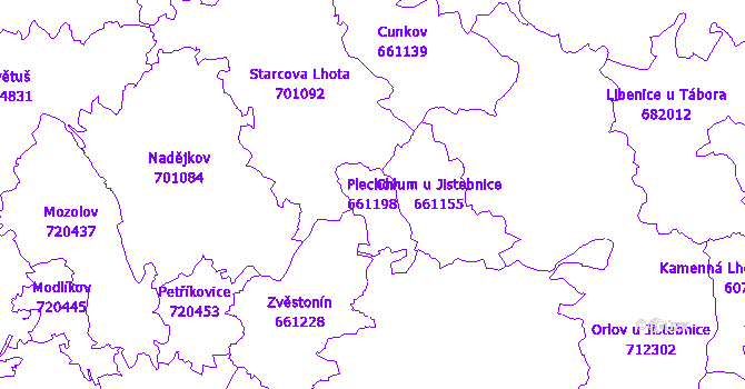 Katastrální mapa Plechov - přehledová mapa katastrálního území