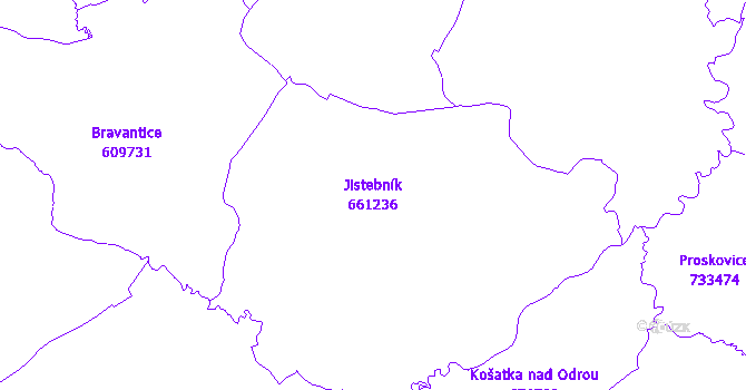 Katastrální mapa Jistebník