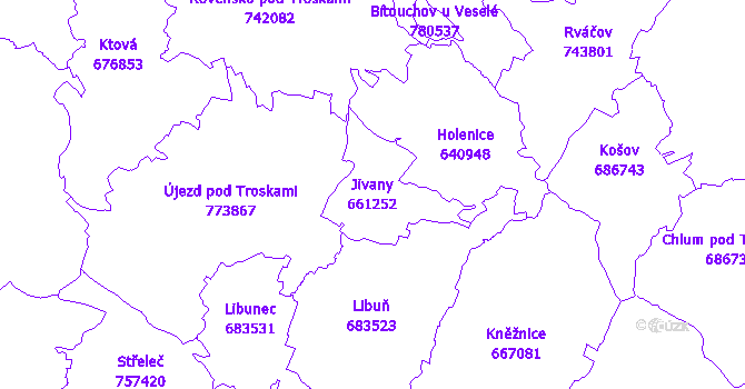 Katastrální mapa Jivany
