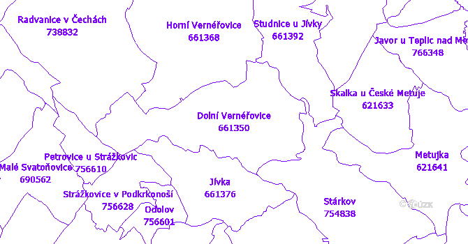 Katastrální mapa Dolní Vernéřovice - přehledová mapa katastrálního území