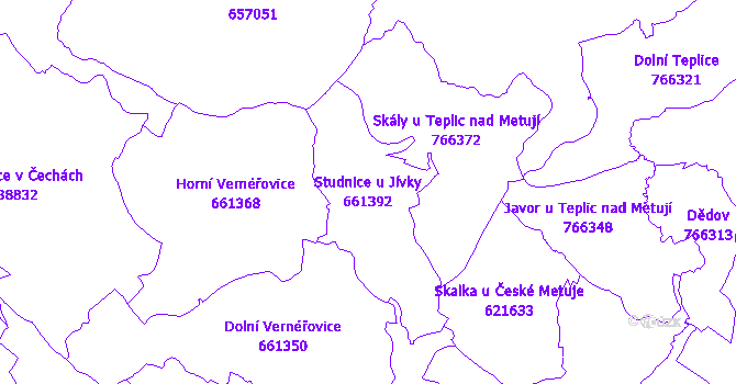 Katastrální mapa Studnice u Jívky - přehledová mapa katastrálního území