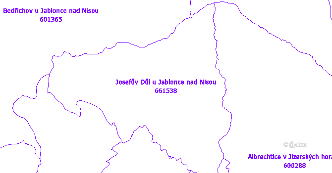 Katastrální mapa Josefův Důl u Jablonce nad Nisou - přehledová mapa katastrálního území