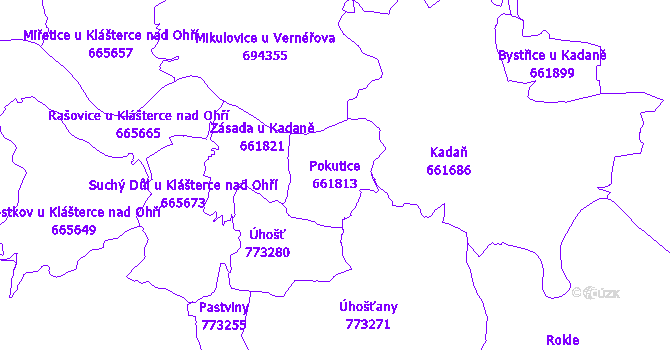 Katastrální mapa Pokutice - přehledová mapa katastrálního území