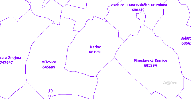 Katastrální mapa Kadov - přehledová mapa katastrálního území