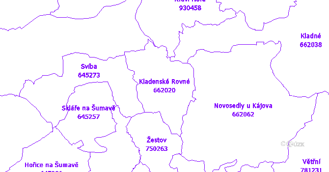 Katastrální mapa Kladenské Rovné - přehledová mapa katastrálního území