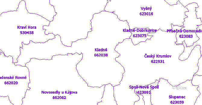 Katastrální mapa Kladné - přehledová mapa katastrálního území