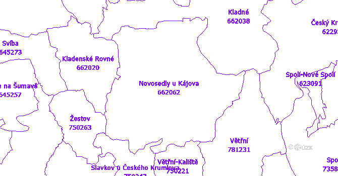 Katastrální mapa Novosedly u Kájova - přehledová mapa katastrálního území