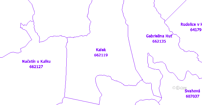 Katastrální mapa Kalek - přehledová mapa katastrálního území