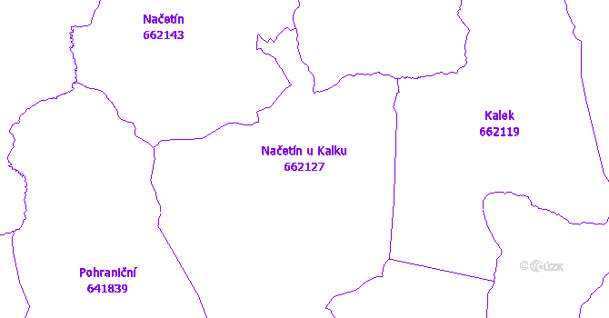 Katastrální mapa Načetín u Kalku - přehledová mapa katastrálního území