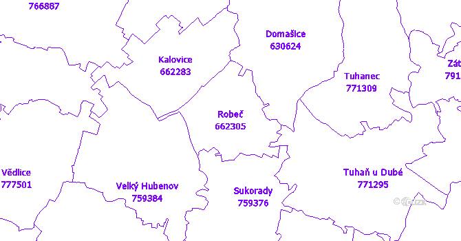 Katastrální mapa Robeč