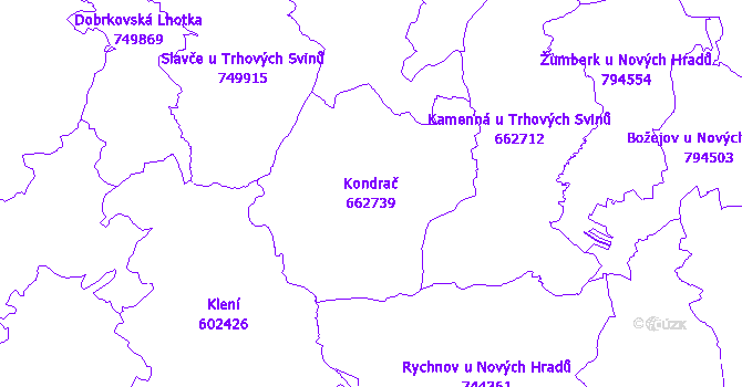 Katastrální mapa Kondrač - přehledová mapa katastrálního území