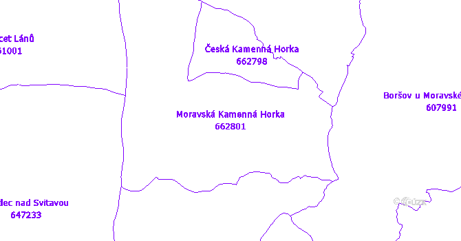 Katastrální mapa Moravská Kamenná Horka - přehledová mapa katastrálního území
