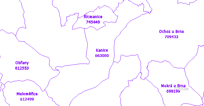 Katastrální mapa Kanice