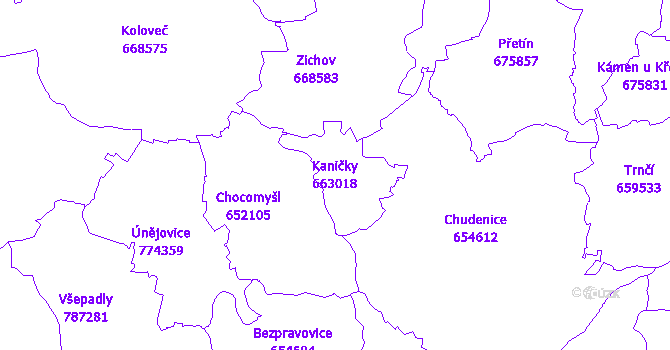 Katastrální mapa Kaničky