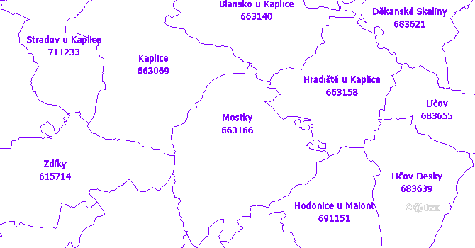 Katastrální mapa Mostky