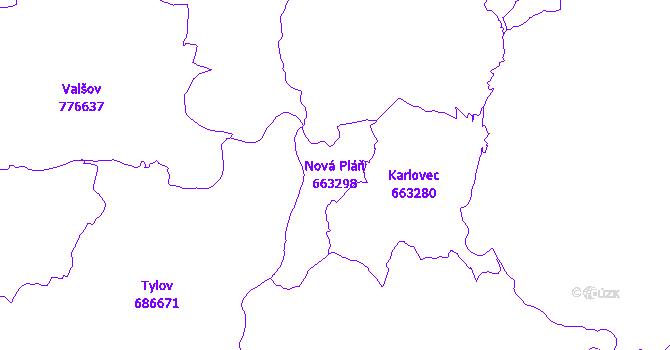 Katastrální mapa Nová Pláň - přehledová mapa katastrálního území