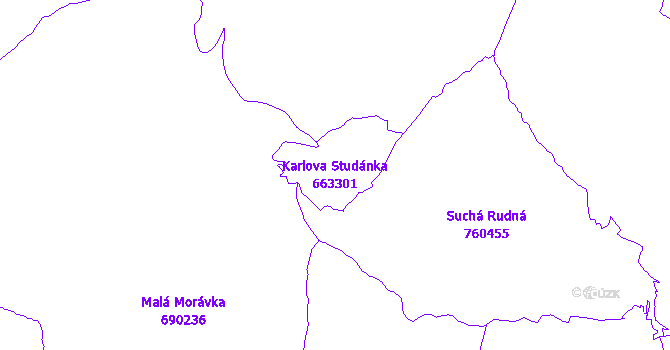 Katastrální mapa Karlova Studánka - přehledová mapa katastrálního území