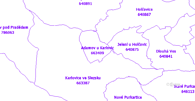 Katastrální mapa Adamov u Karlovic - přehledová mapa katastrálního území