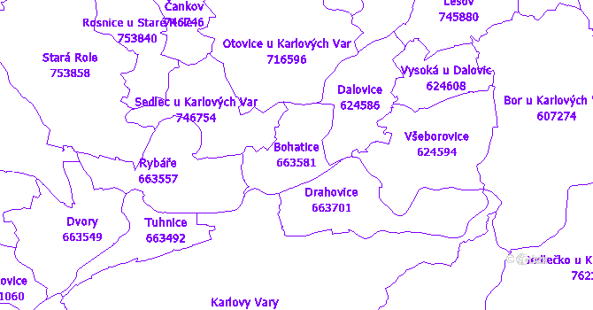 Katastrální mapa Bohatice - přehledová mapa katastrálního území