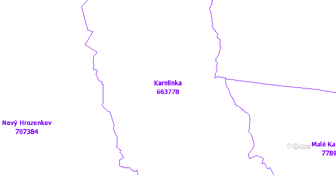 Katastrální mapa Karolinka - přehledová mapa katastrálního území