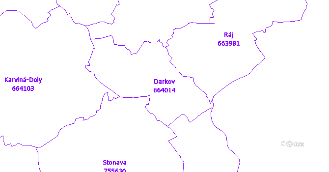 Katastrální mapa Darkov - přehledová mapa katastrálního území