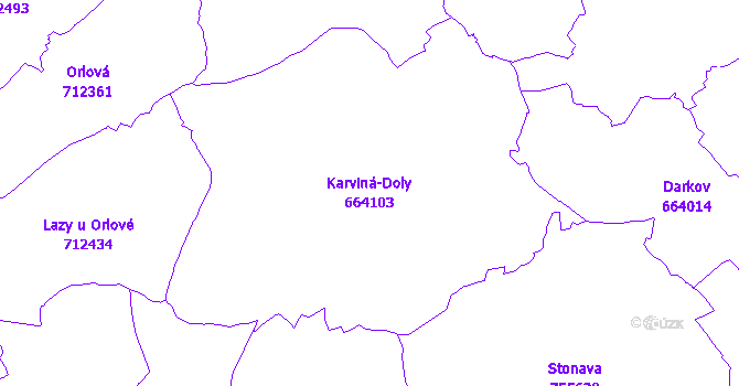 Katastrální mapa Karviná-Doly - přehledová mapa katastrálního území