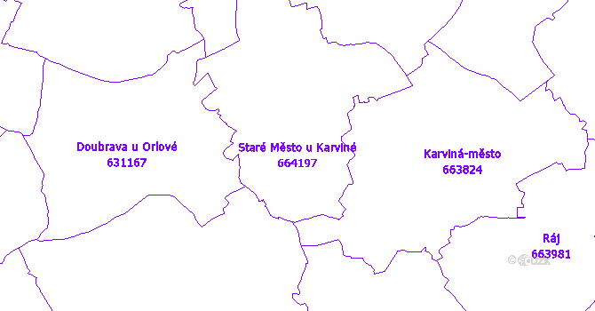 Katastrální mapa Staré Město u Karviné - přehledová mapa katastrálního území