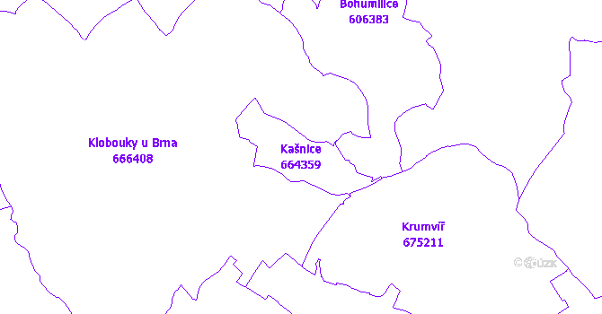 Katastrální mapa Kašnice - přehledová mapa katastrálního území
