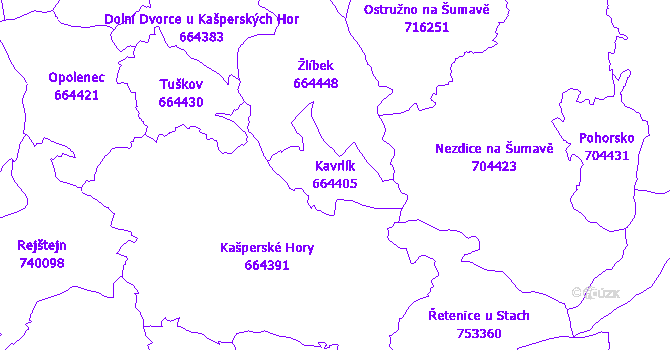 Katastrální mapa Kavrlík - přehledová mapa katastrálního území