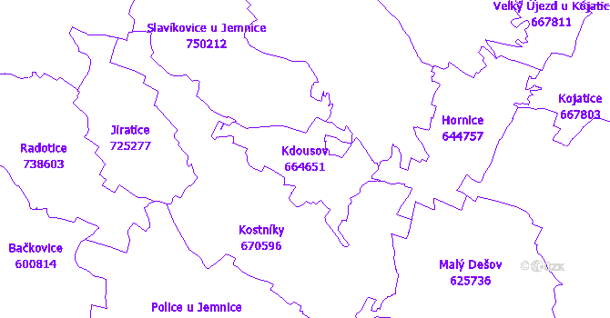 Katastrální mapa Kdousov - přehledová mapa katastrálního území