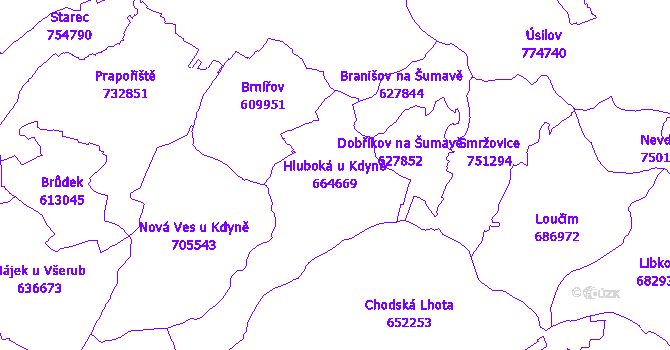 Katastrální mapa Hluboká u Kdyně - přehledová mapa katastrálního území
