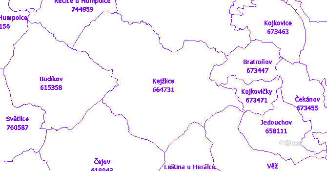 Katastrální mapa Kejžlice