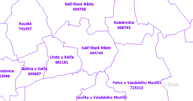 Katastrální mapa Kelč-Staré Město - přehledová mapa katastrálního území