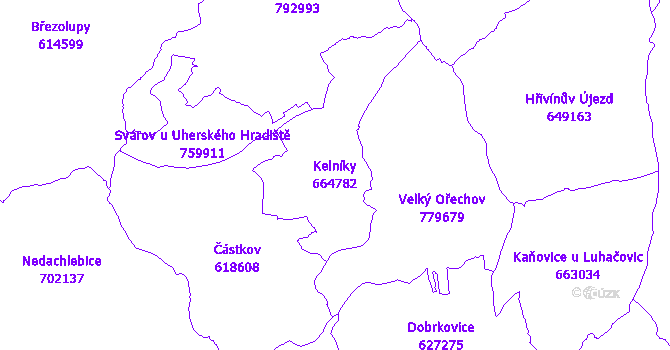 Katastrální mapa Kelníky - přehledová mapa katastrálního území