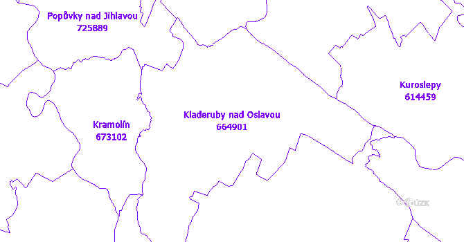 Katastrální mapa Kladeruby nad Oslavou - přehledová mapa katastrálního území