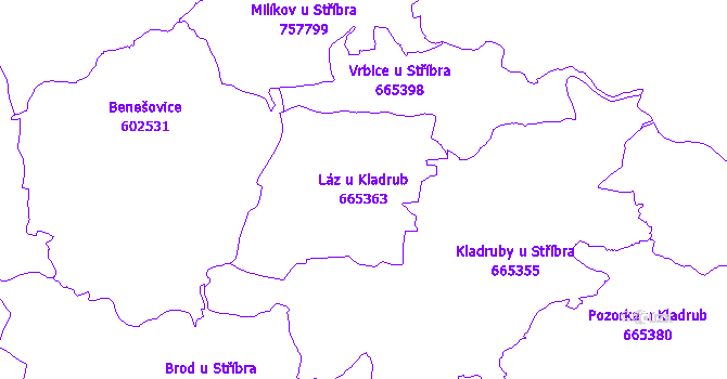 Katastrální mapa Láz u Kladrub - přehledová mapa katastrálního území
